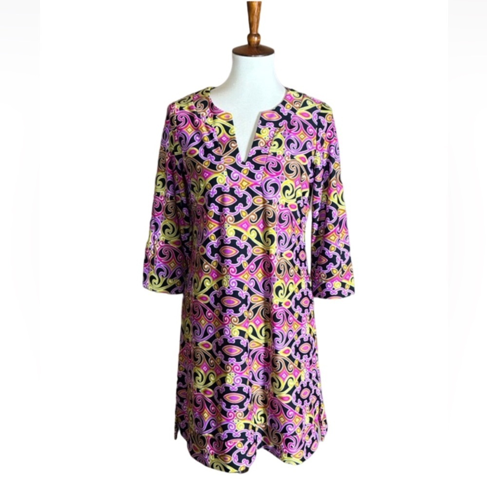 Jude Connally Megan tunic dress with retro style print Size Medium